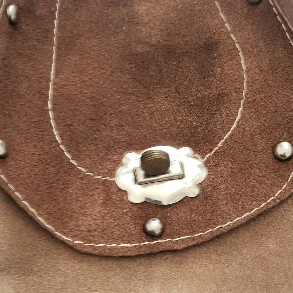 Vintage Brown Leather Hand Crafted Purse Bag Mini Hippie Retro‎ Hobo